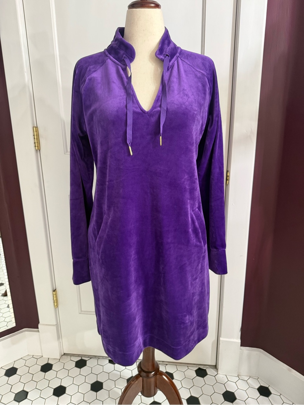 Lilly Pulitzer Purple Velvet Long Sleeve Dress